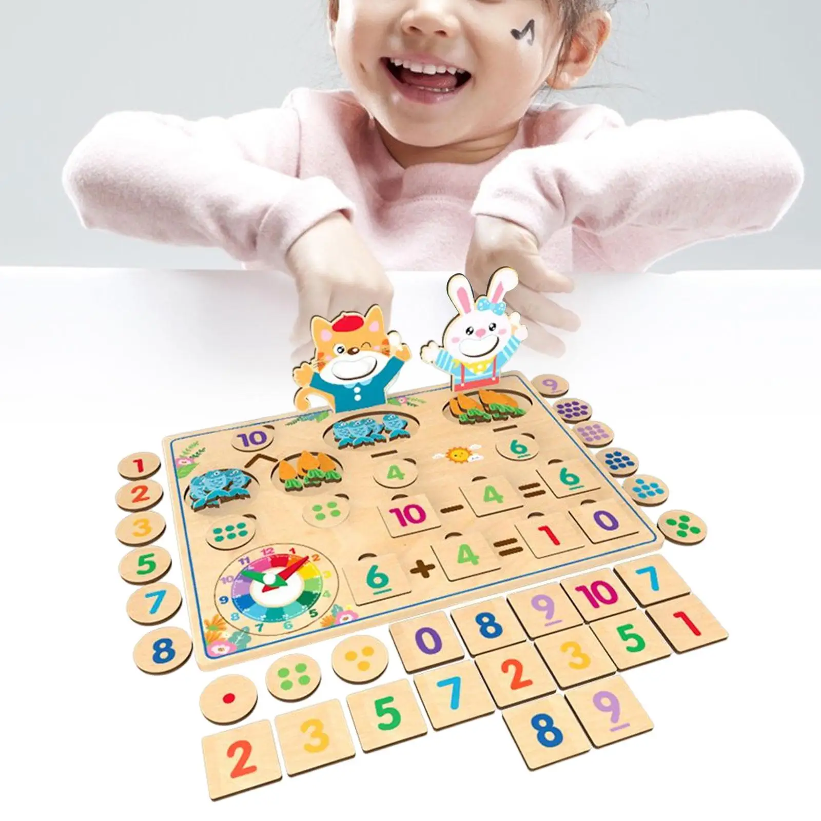 Wood Mathematical Learning Toy Addition and Subtraction Board Festival Gift