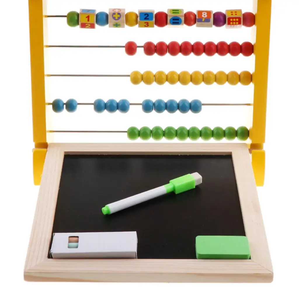 Colorful Abacus Educational Counting Toy, Learning Abacus  Counting Games and  Wooden Double Side Drawing Writing Board