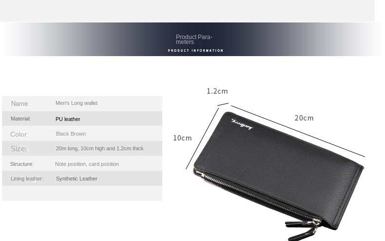 Baellerry Portamonete lungo da uomo Portacarte Porta carte di credito multi-scheda da uomo Portafoglio semplice_voghion.com