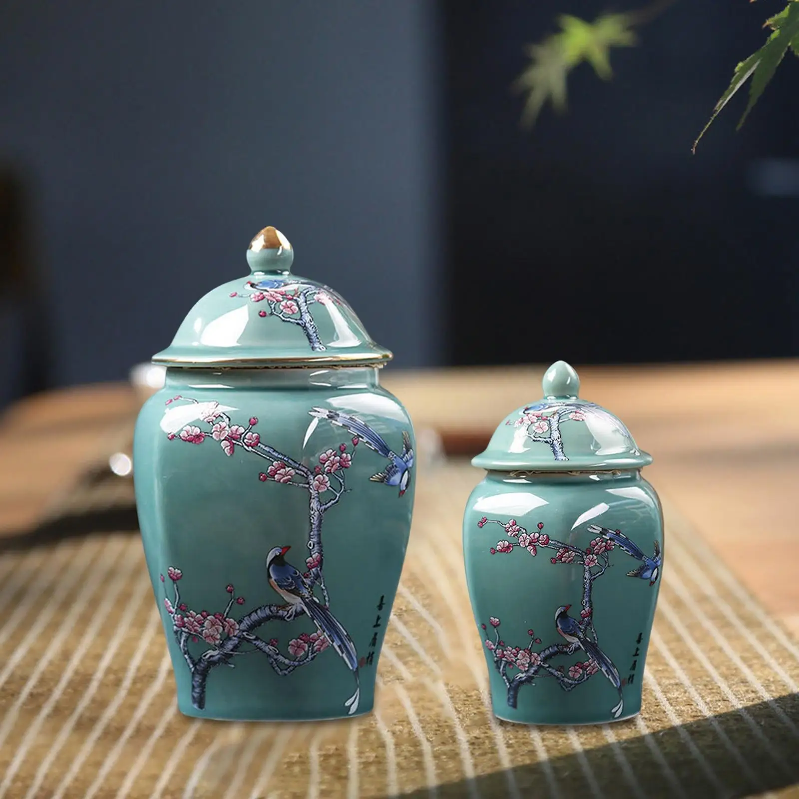 Traditional Flower Vase Tea Tin Porcelain Storage Jar Ceramic Ginger Jars