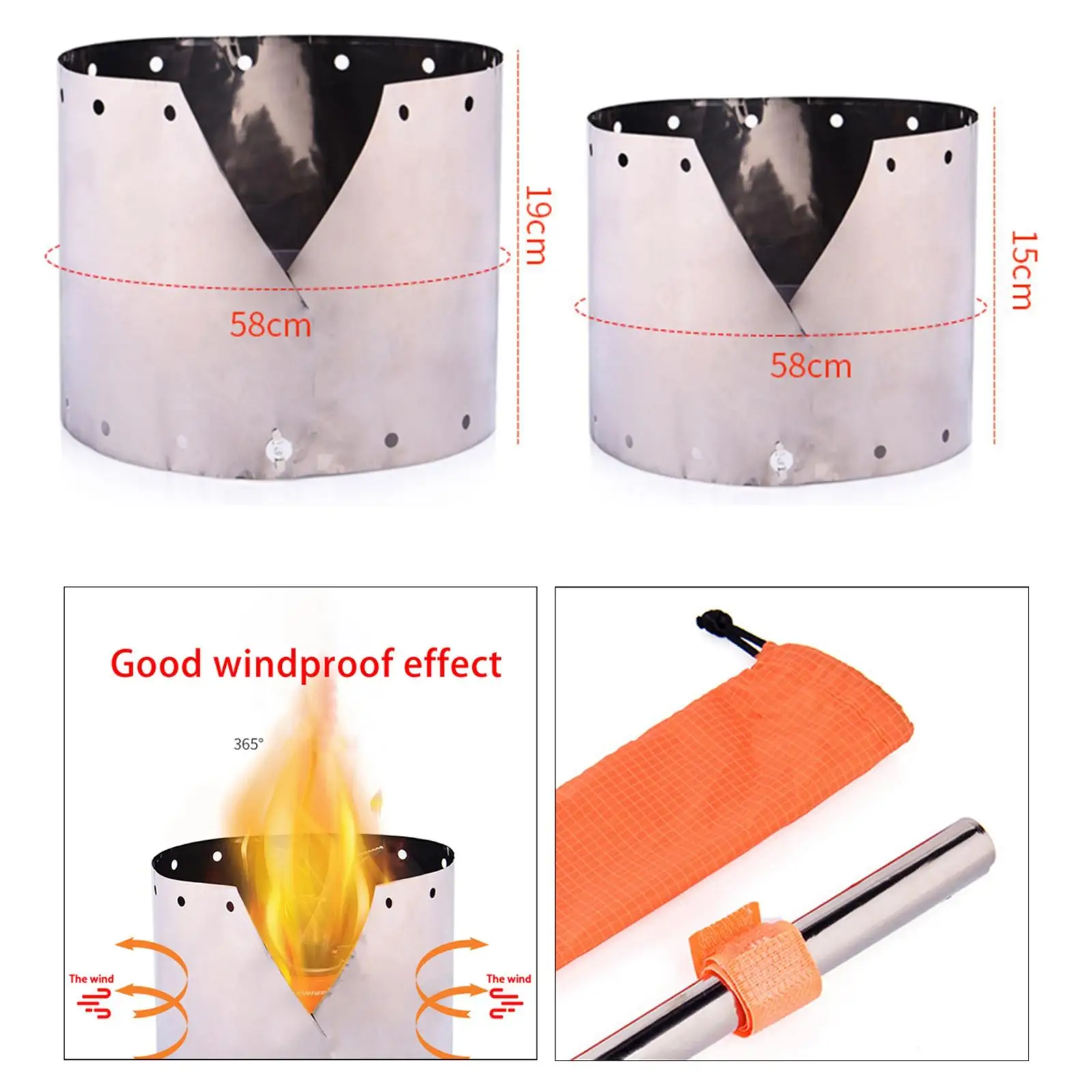 1 Piece Wind Deflector Lightweight Titanium Windshield for Outdoor Gas Stove Hiking