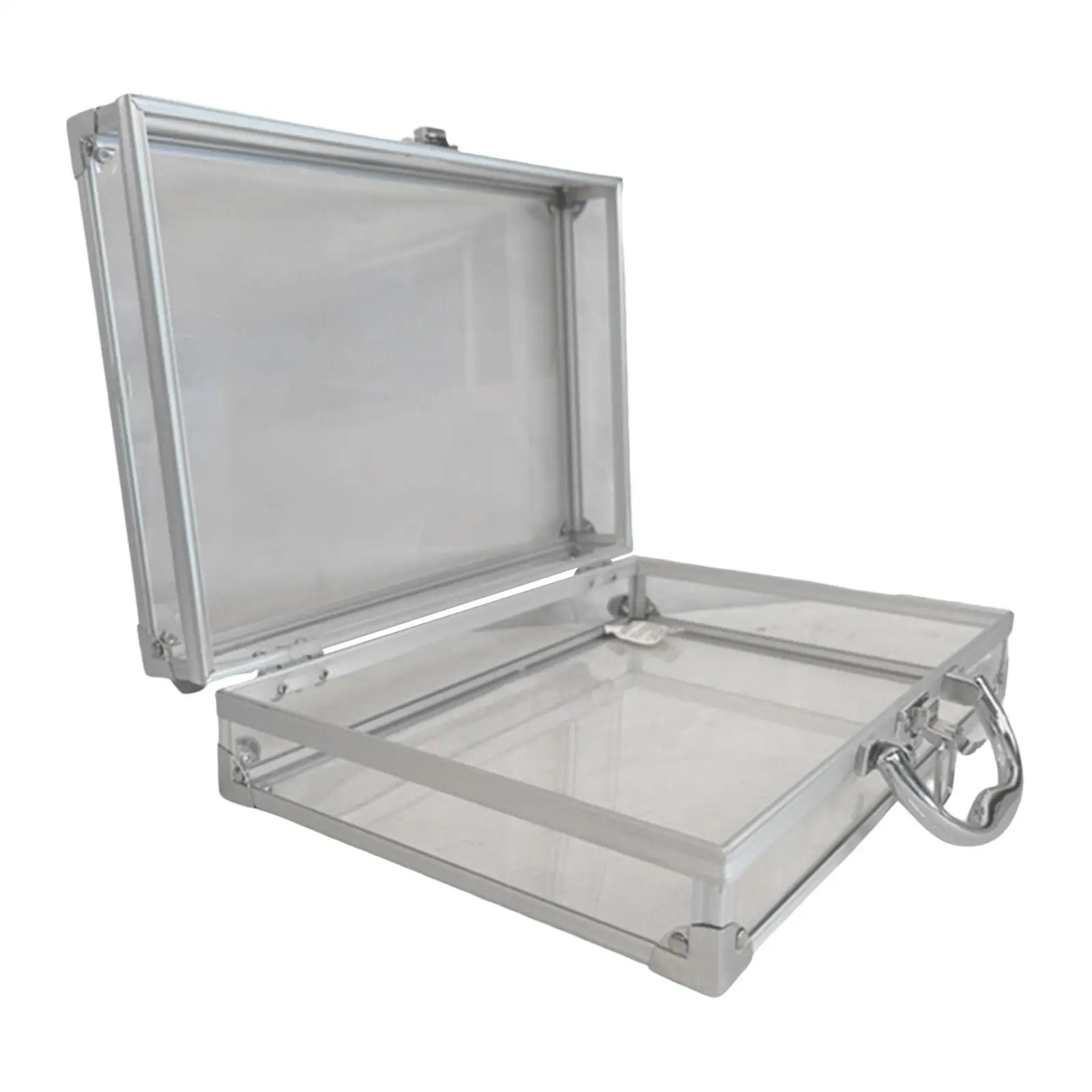 Aluminum Alloy Carrying Case PE Transparent Board with Lock Large Capacity Transparent Carrying Case Storage Case with Handle
