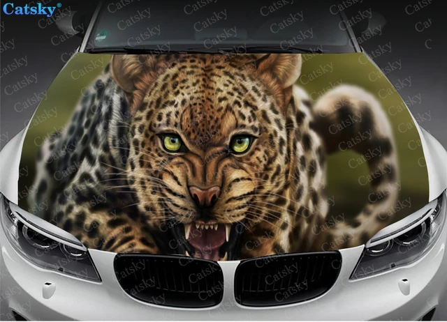 Böse Leopard Auto Motorhaube Wrap Farbe Vinyl Aufkleber Aufkleber LKW  Grafik Motorhaube Aufkleber benutzer definierte Auto Dekoration Aufkleber -  AliExpress