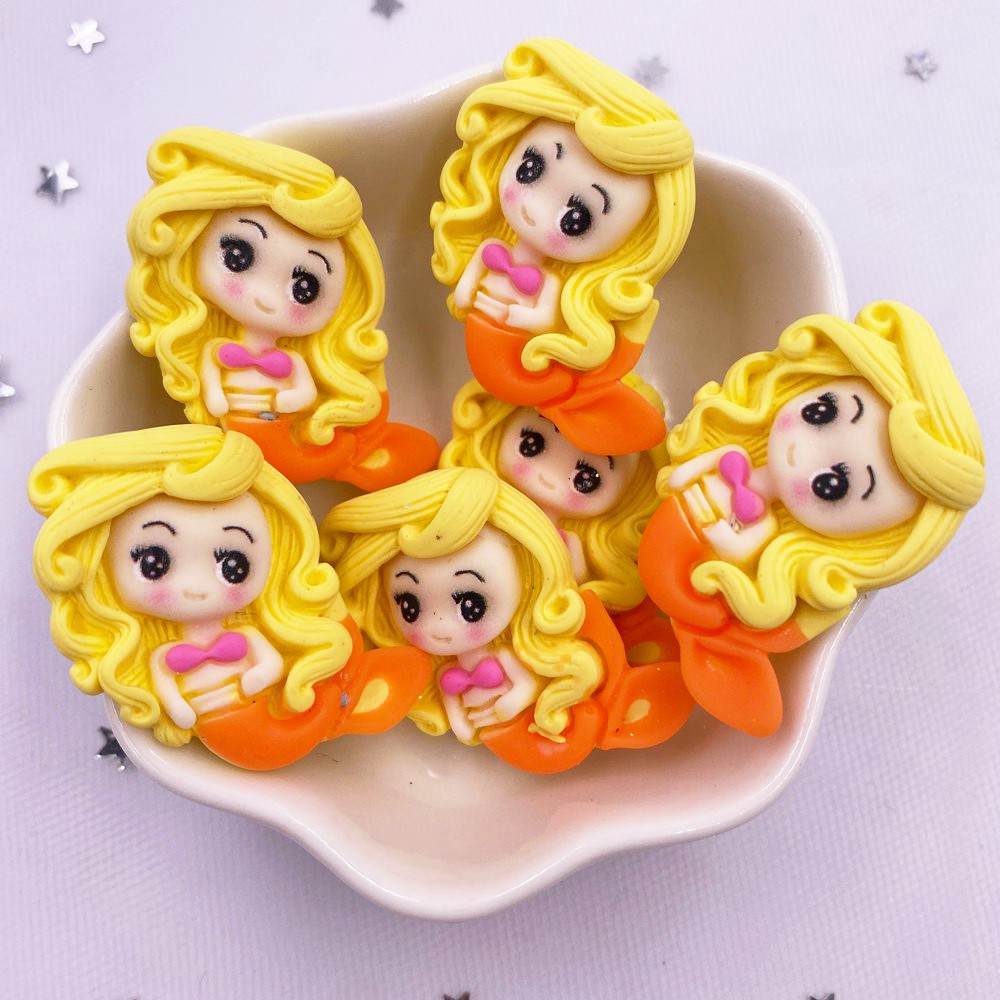 Description Picture 5 of itemPainted Resin Kawaii Colorful Mermaid Princess Girl Flatback Stone Figurine 10PCS Scrapbook DIY Home Decor Crafts Accessories