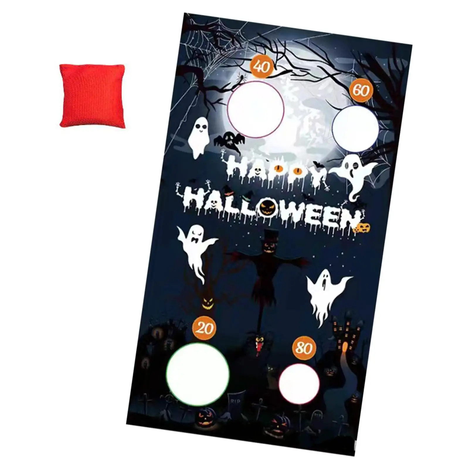 Reusable Halloween Toss Game Banner Sandbag Throwing Party Supplies for Carnival Halloween Party Throwing Game Activities