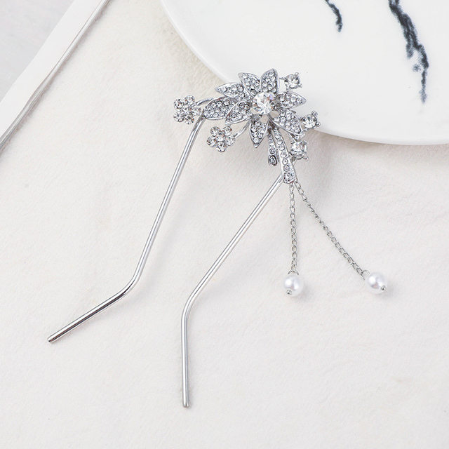 8pcs Faux Pearl Decor U-Shaped Hairpin Metal Barrette Hair Stick Bridal Tiara Wedding Headwear Hairstyle Hair Accessories,Temu