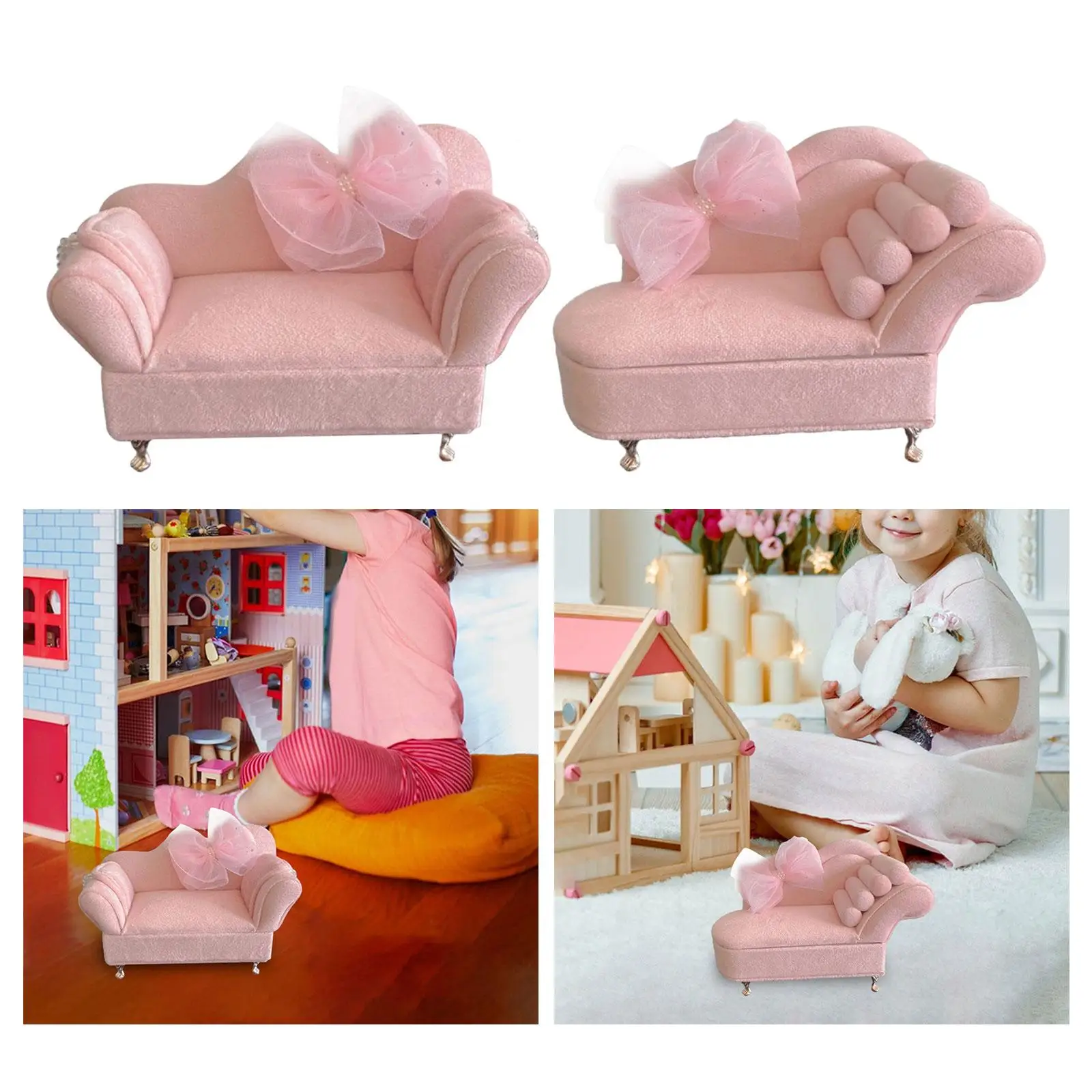 1/12 Sofa Living Room Ornaments Miniature Furniture Girls Women Jewelry Box Life Scene Supply for 6inch Dolls Figures Accs