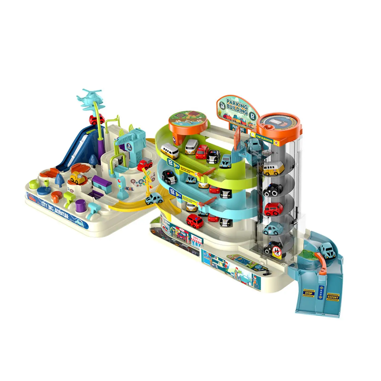 City Car Parking Toy Set with Electric Elevator 3 Level Race Car Toy