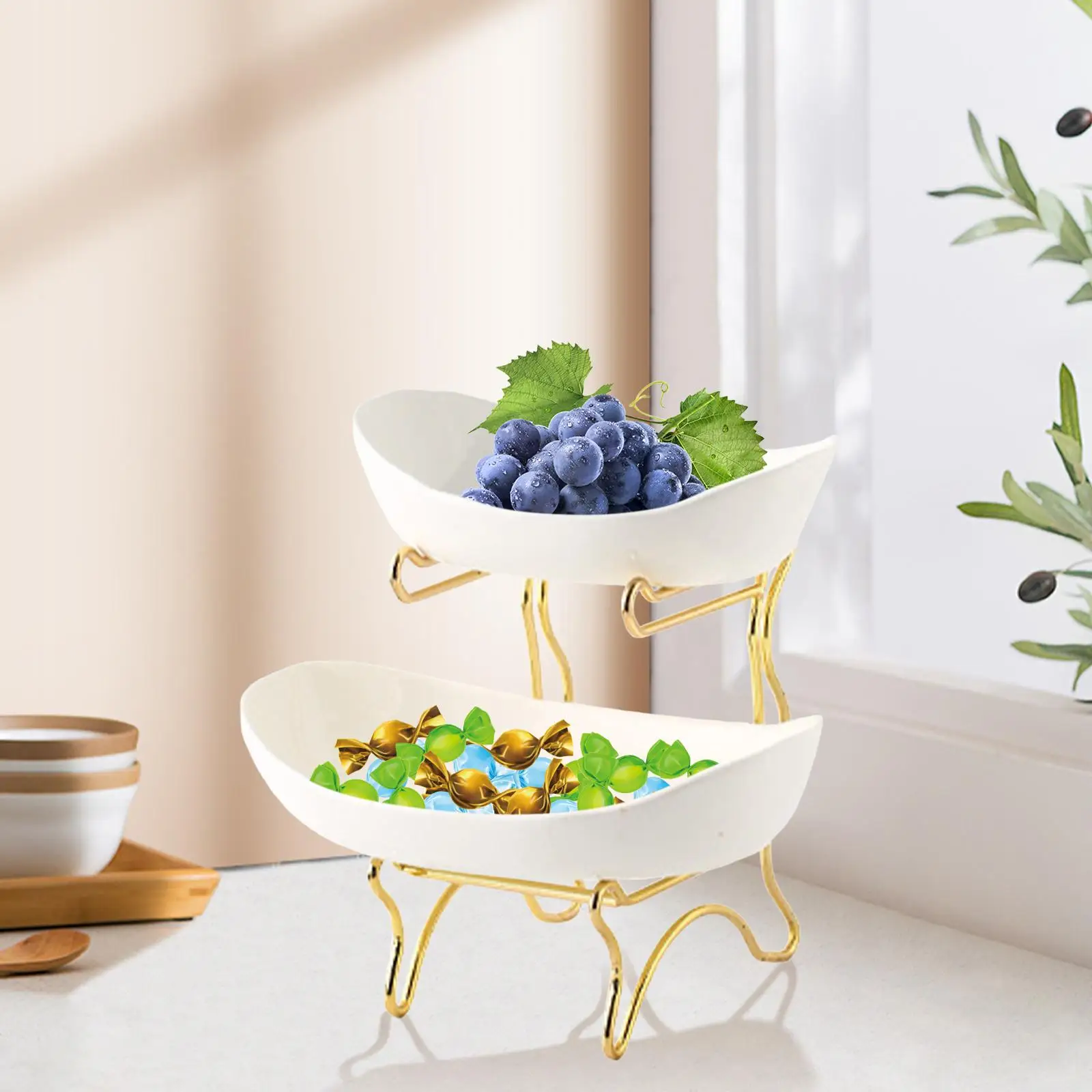 Multipurpose Serving Tray Reusable Decorative Multilayer Organizer Plate Dish for Kitchen Restaurants Dessert Fruit Activities