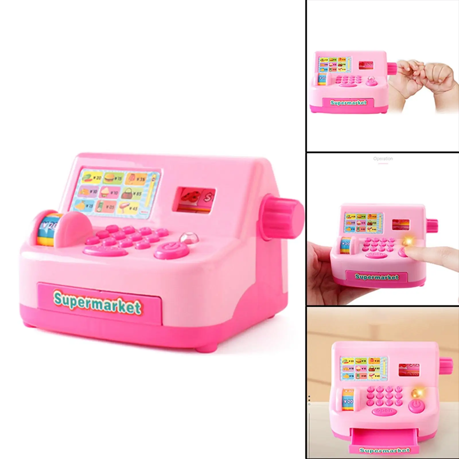 Simulation Cash Register Battery Operated Pretend Play Shopping Cashier for Preschool Kids Age 3 4 5 6 7+ Learning Gift
