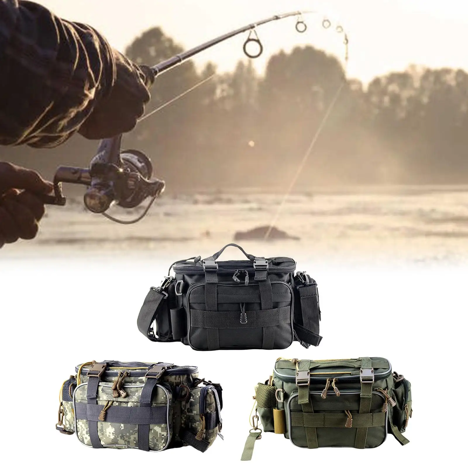 Multifunction Fishing Tackle Bag Waterproof Organizer Crossbody