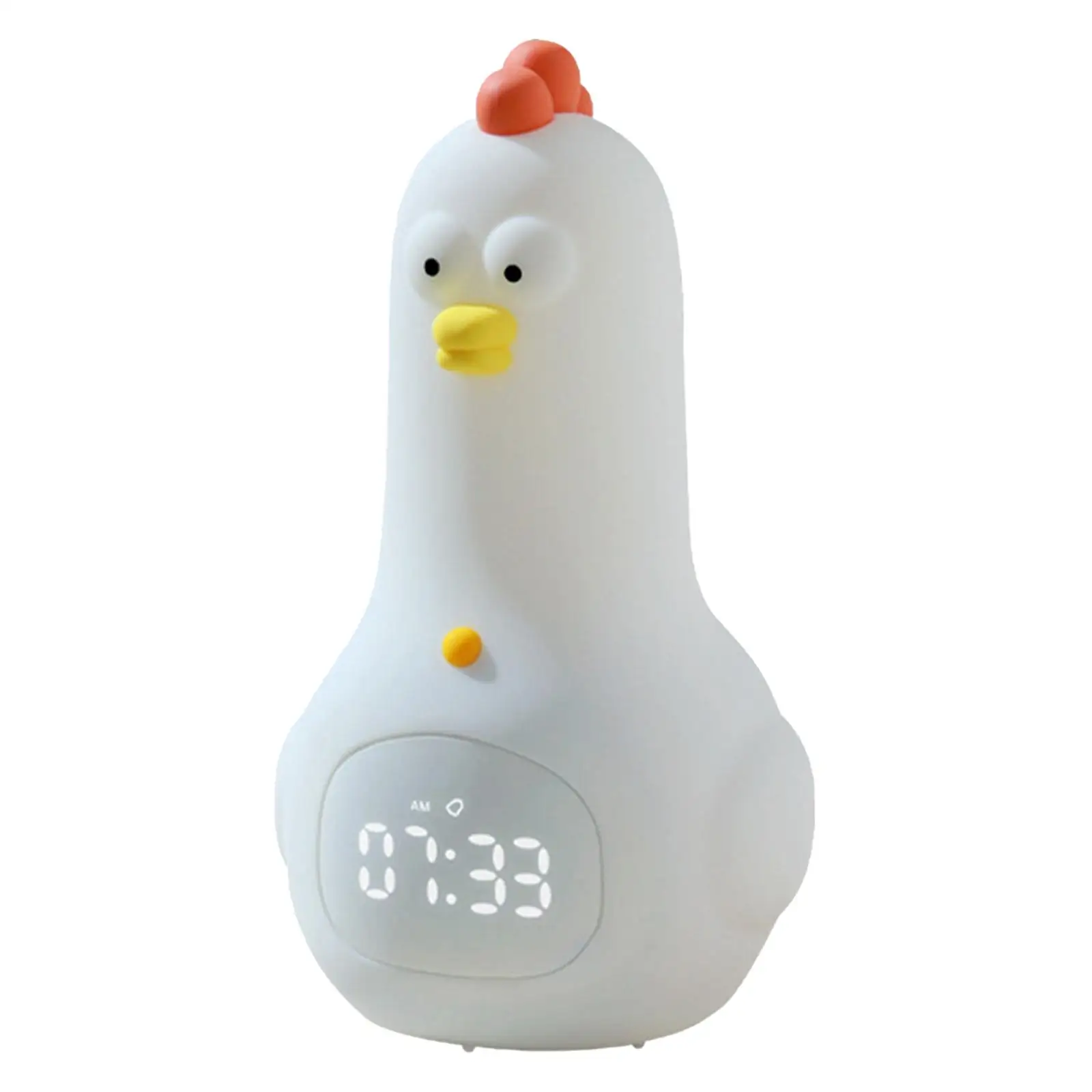 Lovely Chicken Silicone Night Light Alarm Clock USB Bedside Lamp for Sleeping Bedroom Living Room Children Kids Gift
