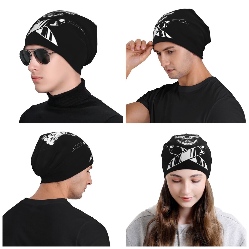 Benutzerdefinierte lustige Kochen Schädel Messer Chef Motorhaube Hut Stricken Hüte Männer Frauen Mode Unisex Erwachsene Winter warme Mützen Kappe – Detail 18