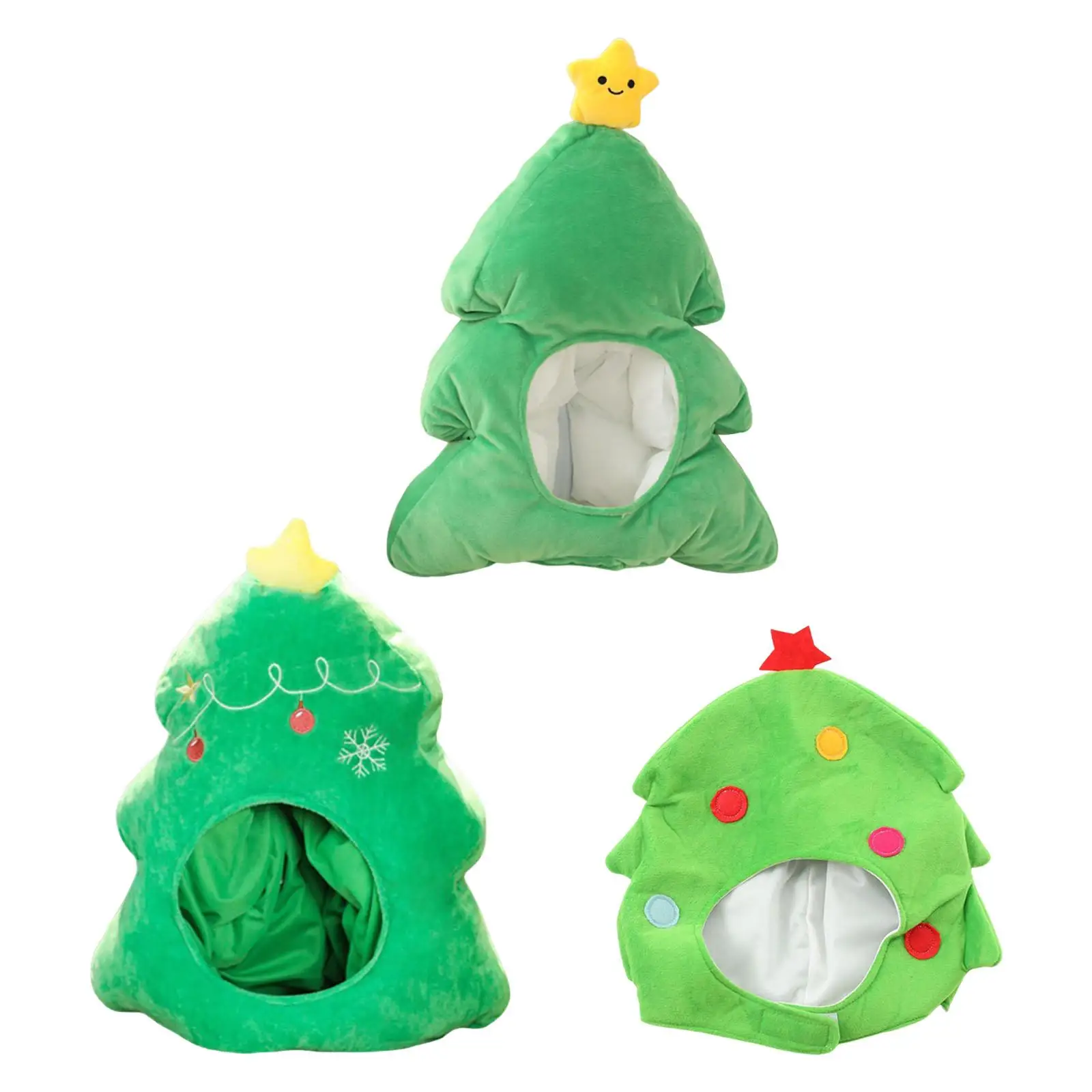 Funny Christmas Tree Plush Hat Winter Novelty Headwear Gift Unisex Photography Prop Soft for Christmas New Year Celebrations