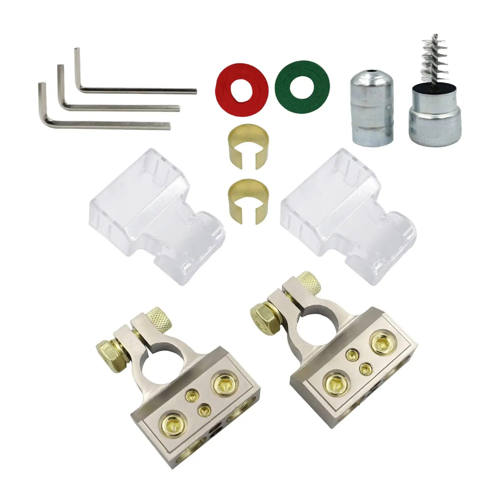 Battery Terminal Connector Kits with Cleaning Brush with Washers for Bus Widely Use Direct Replaces Easy to Install