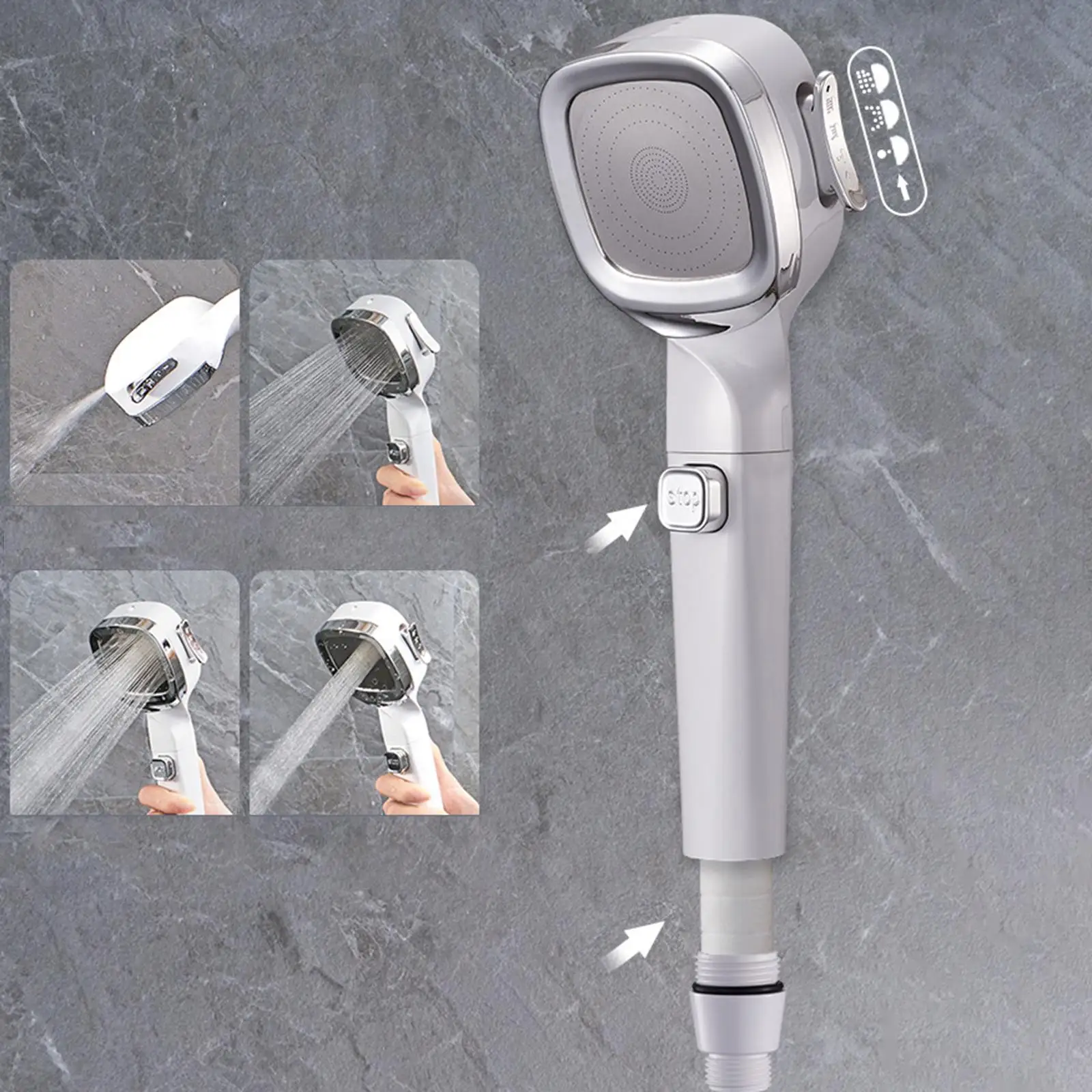 High Pressure Shower Heads 4 Modes Sprayer Handheld Spray Adjustable Nozzle for Spraying Bathroom Bathing SPA