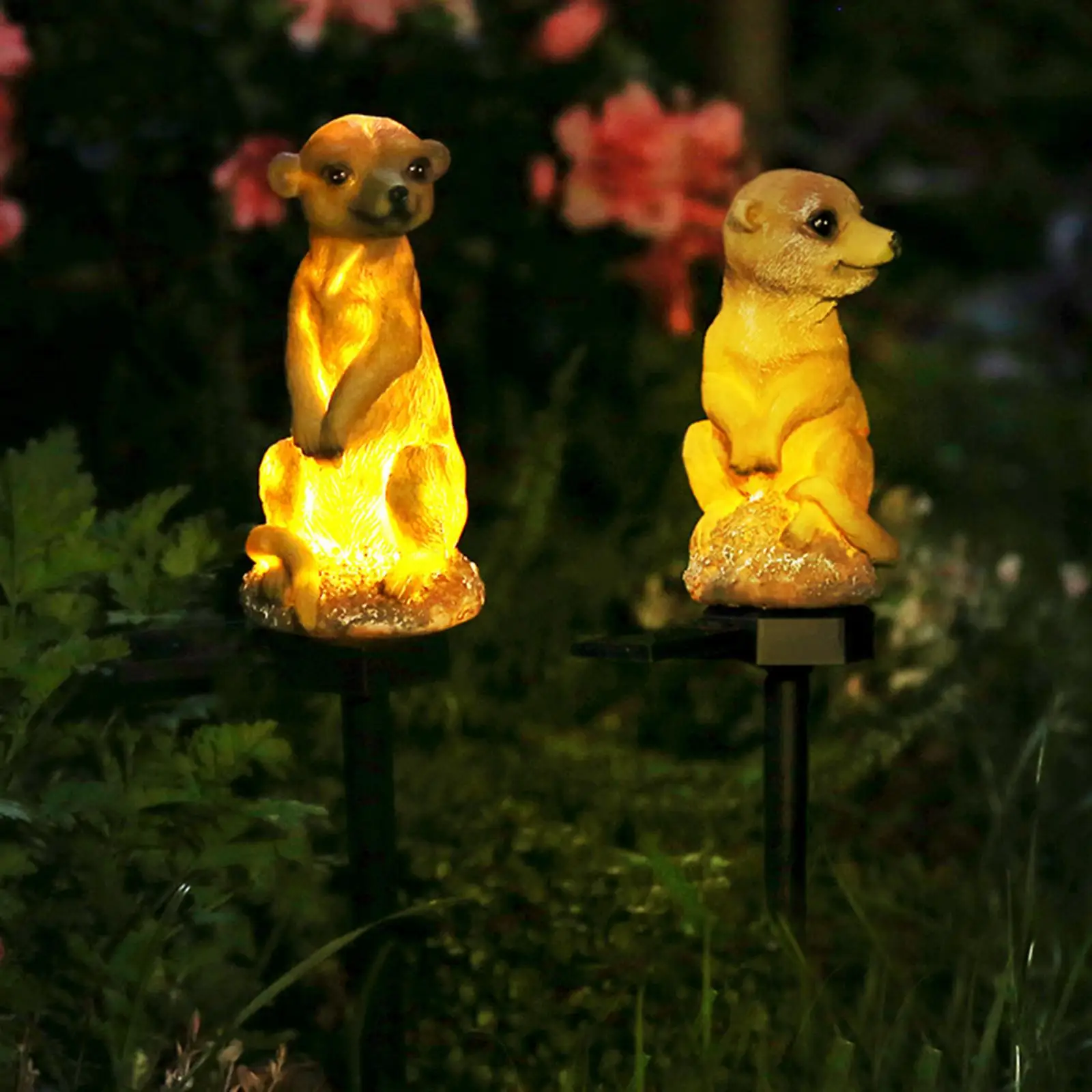 Solar Garden Lights Resin Otter Figure Lights Waterproof Lamp Otter Animal Ornament Lamp Landscape Light for Courtyard Decor