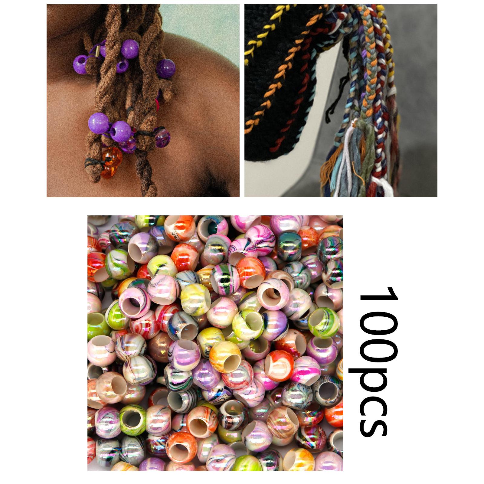 100Pcs pony Bead Kit Hair Beads Colorful Bulk Crochet Bracelets