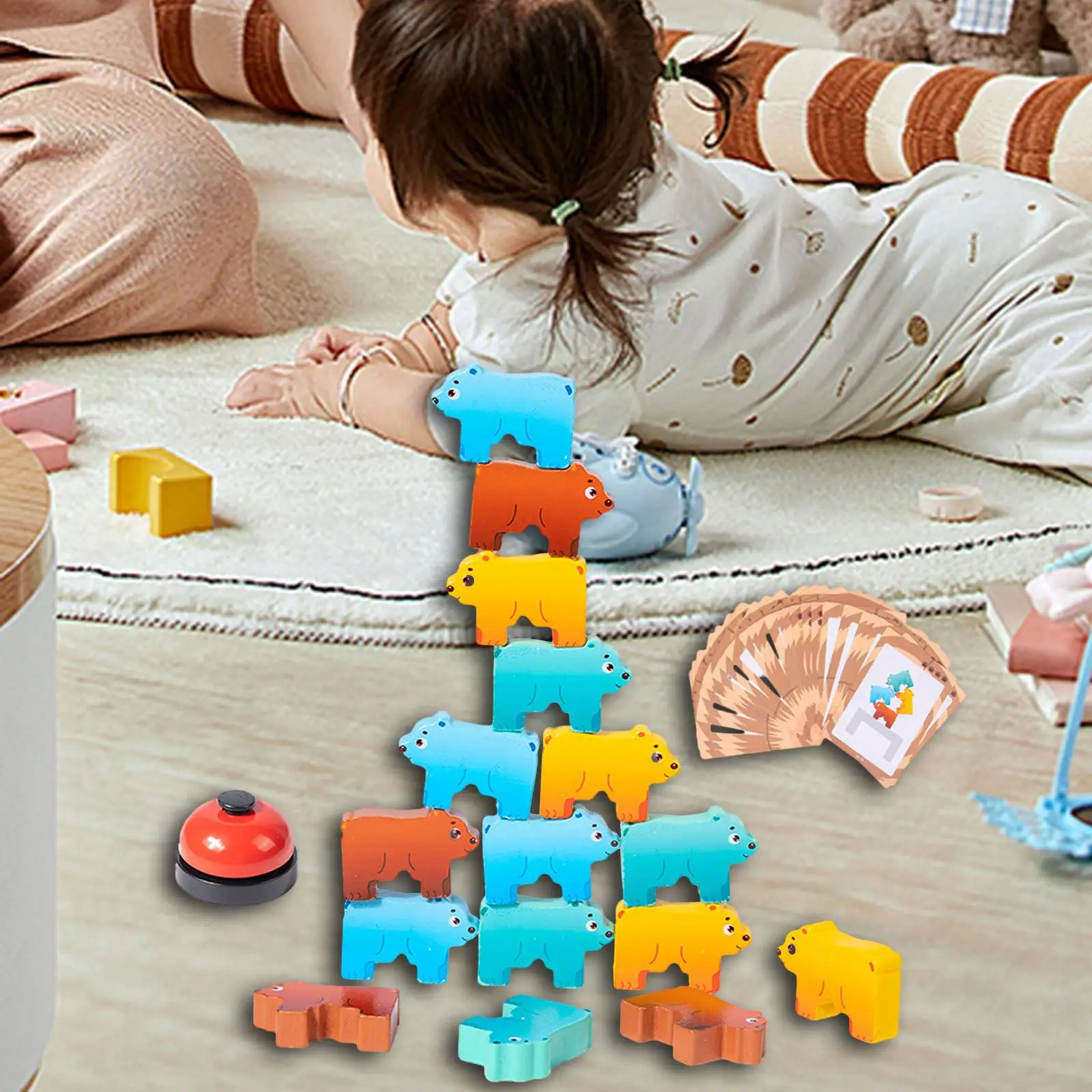 Montessori Preschool Educational Toys Learning Parent Children Interactive Wooden Stacking Toy for Girls Children Kids Boys Gift