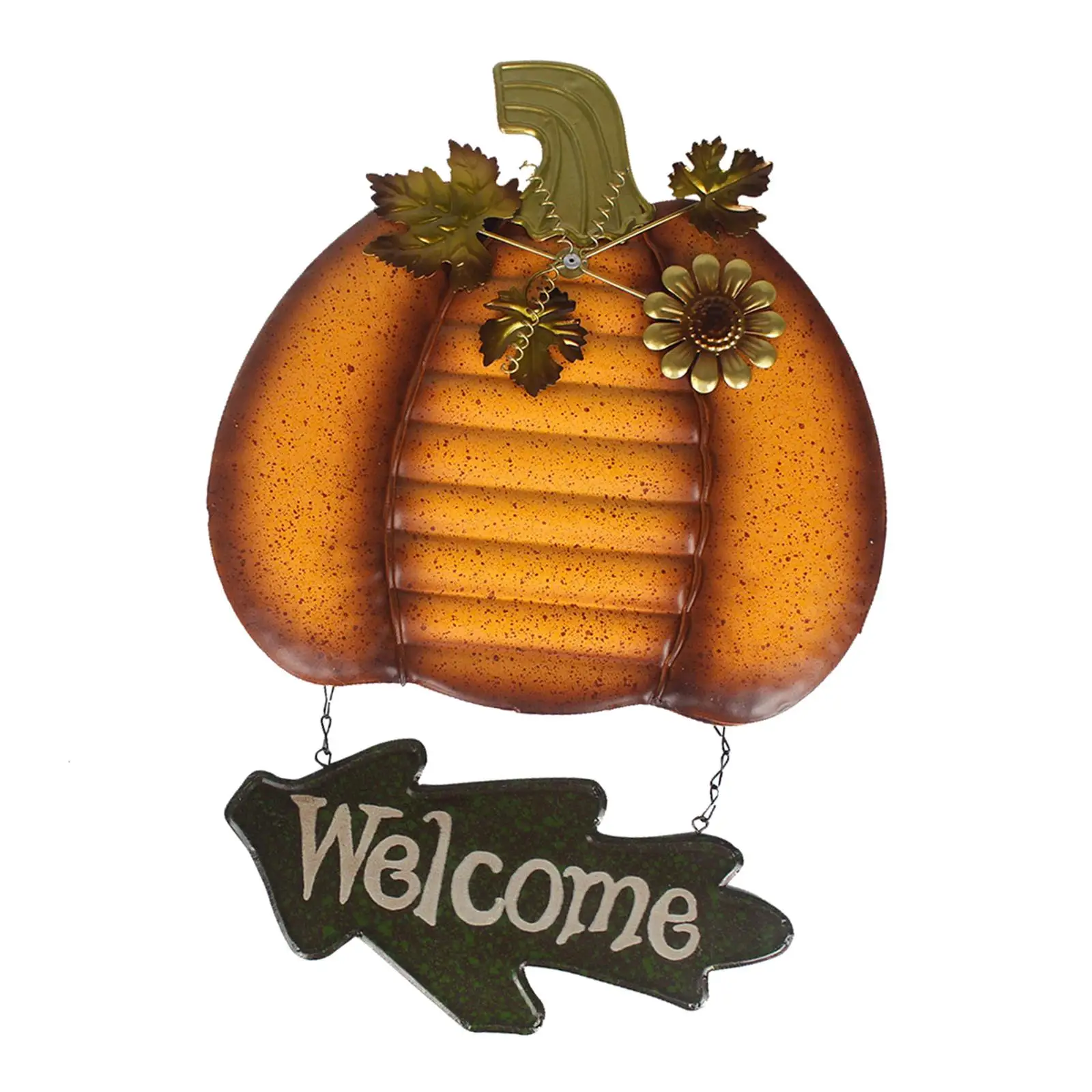 Pumpkin Welcome Sign Party Decor Iron Decor Ornaments Sign Halloween Hanging Sign for Room Outdoor Thanksgiving Holiday Door