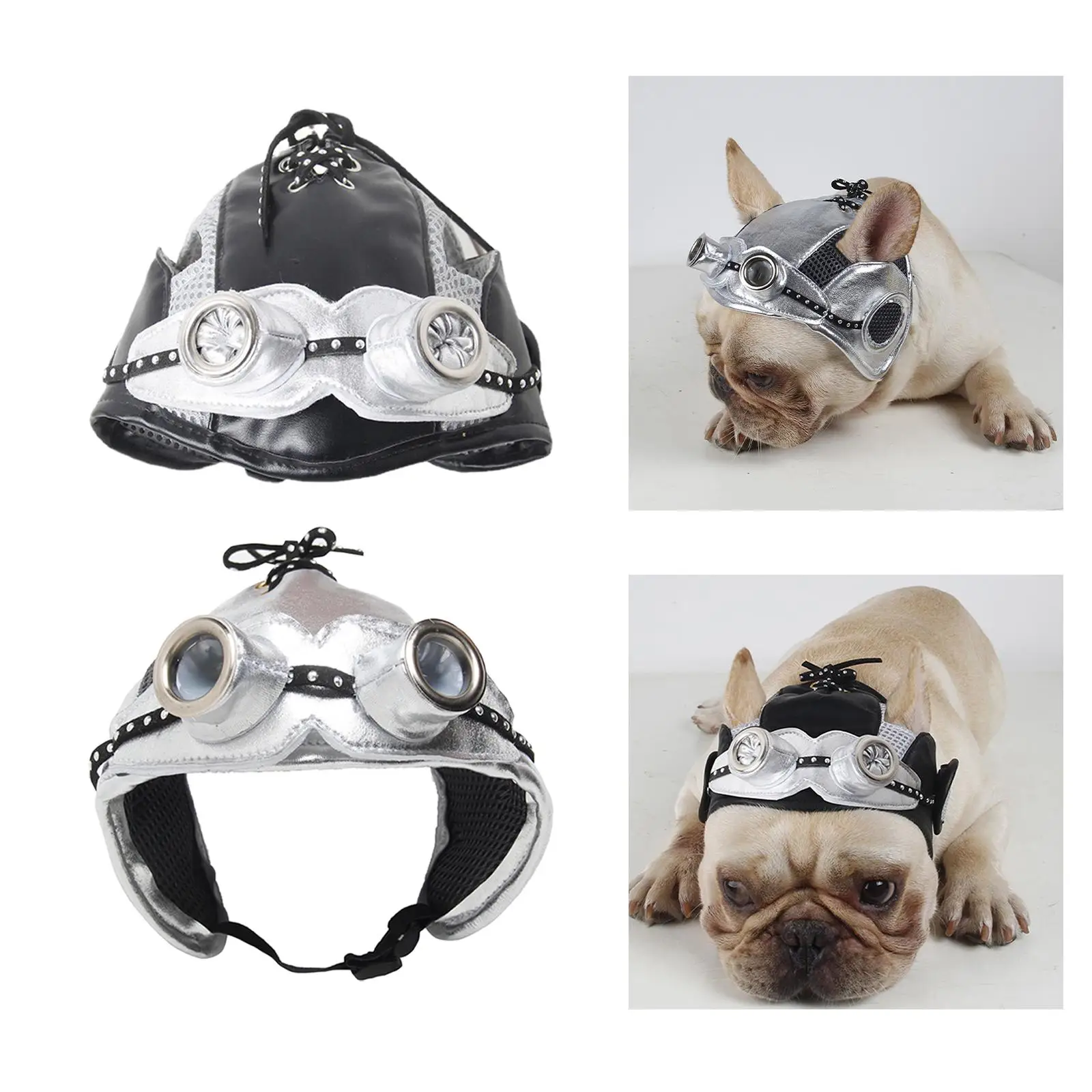 PU Leather Cute Dog Hat Halloween Costume Windproof Accessory Dress up Birthday Gift for Animal Puppy Photo