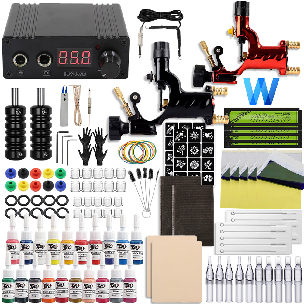 Best of Complete Rotary Tattoo Machine Kit Tattoo Gun With Power Supply Needles Ink Set Tattoo Artists And Beginners Kits Tattoo Supply Reviews & Tips