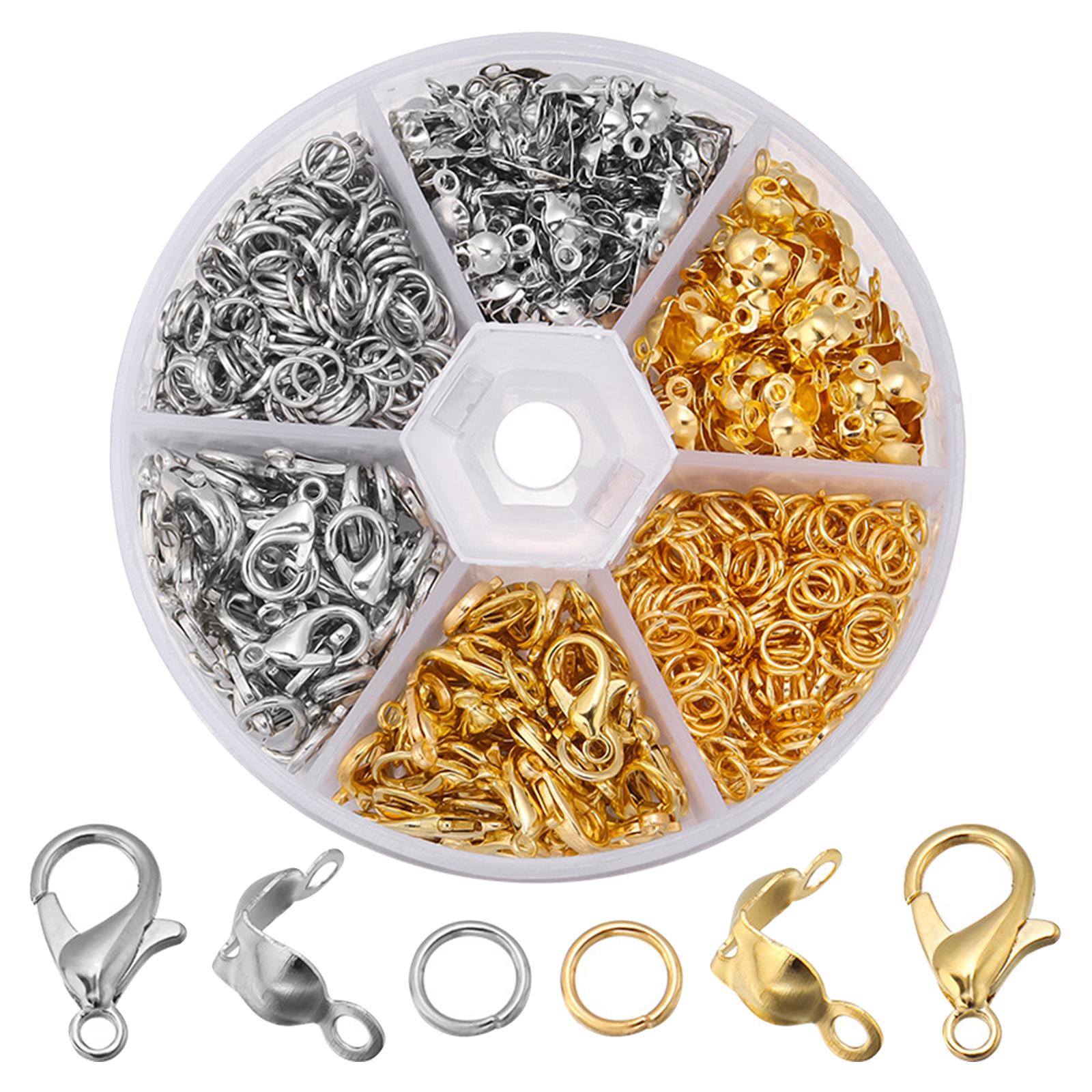 450x Jump Rings Split Rings Lobster Clasps Hooks Jewelry Making for DIY