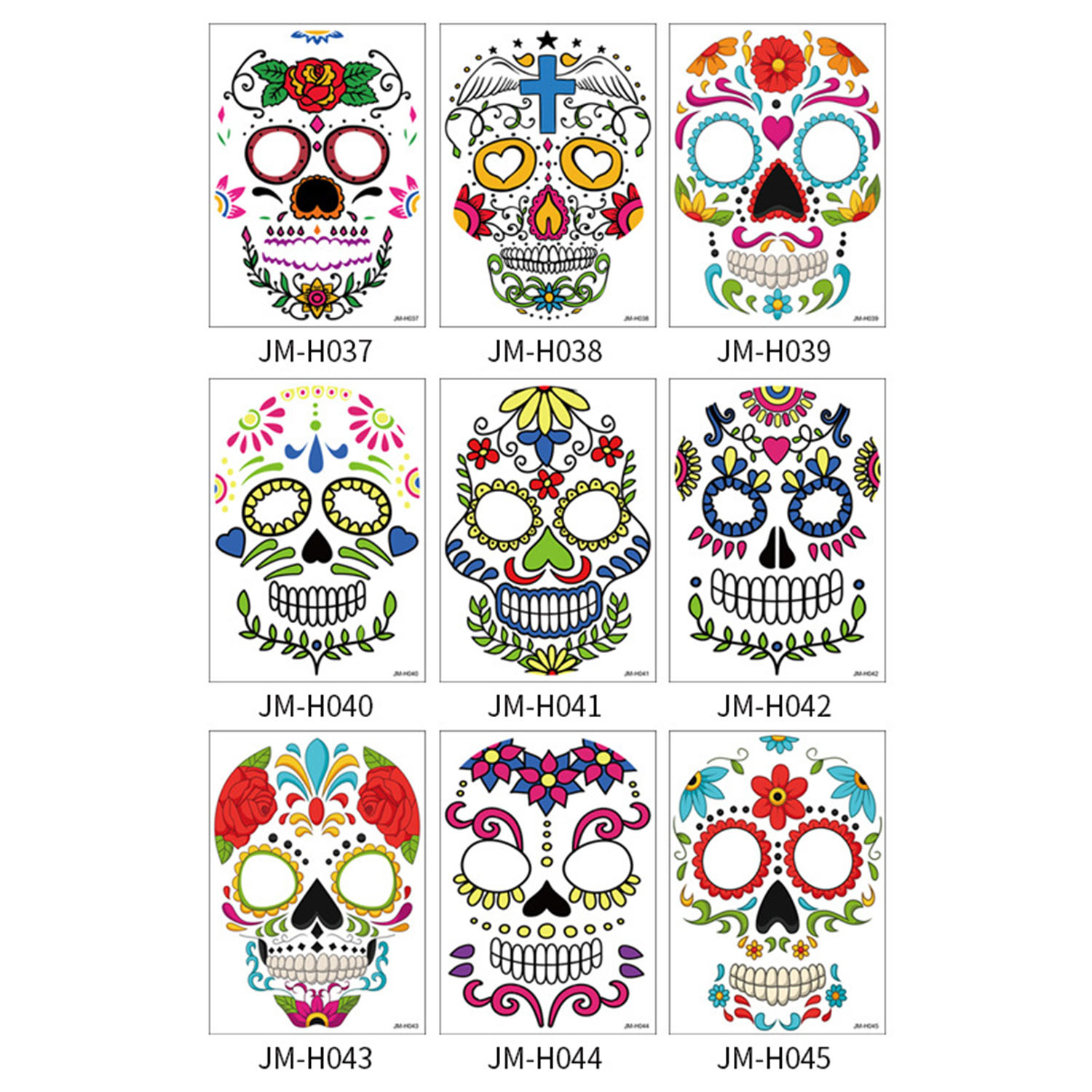 Best of 5 Sheets Halloween Temporary Face Tattoos, Day Of The Dead Sugar Skull Floral Black Skeleton Web Full Face Mask Stickers Tattoo Reviews & Tips - Image 3