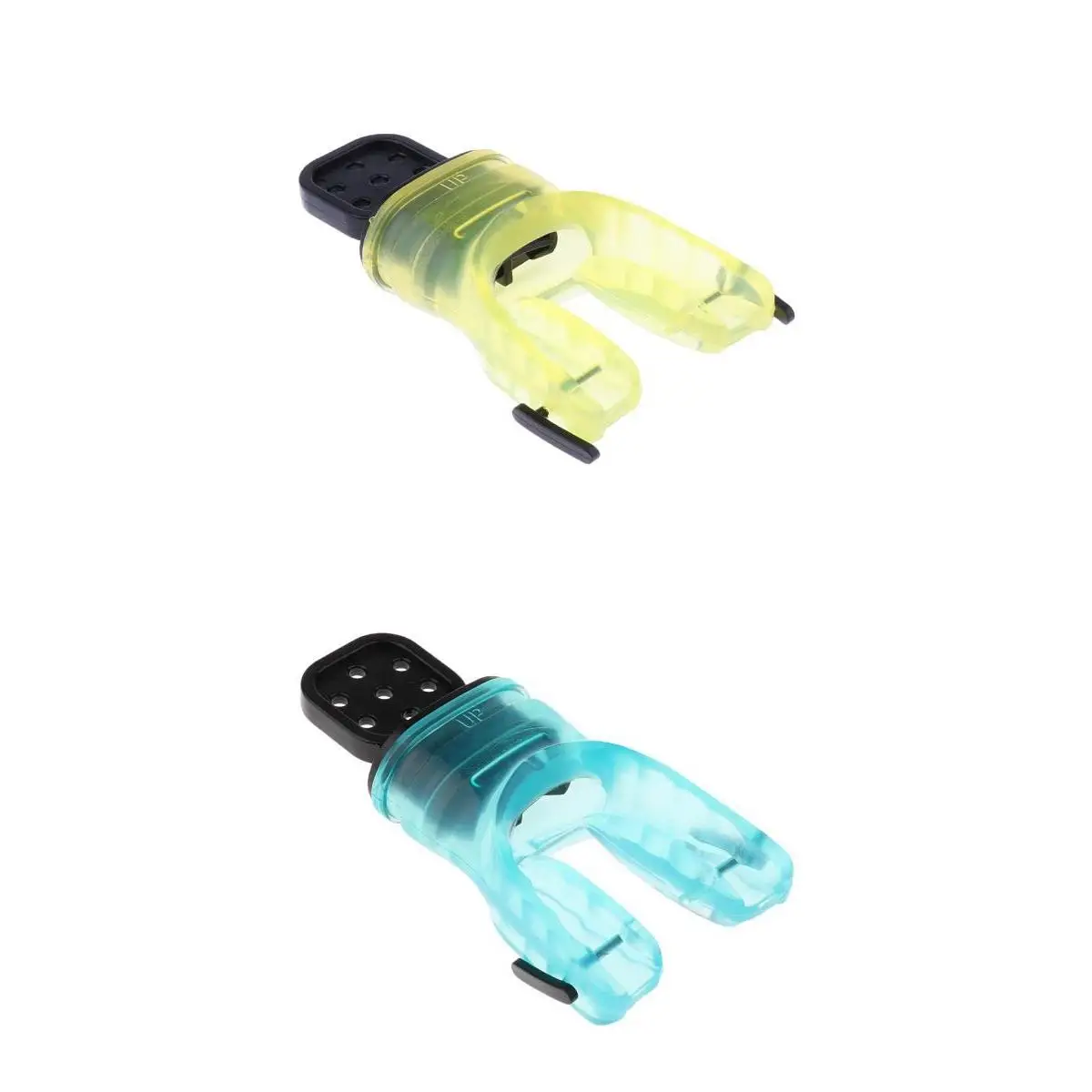 2 Scuba Diving Dive Snorkel Malleable Bite Mouthpiece Regulator Green / Yellow