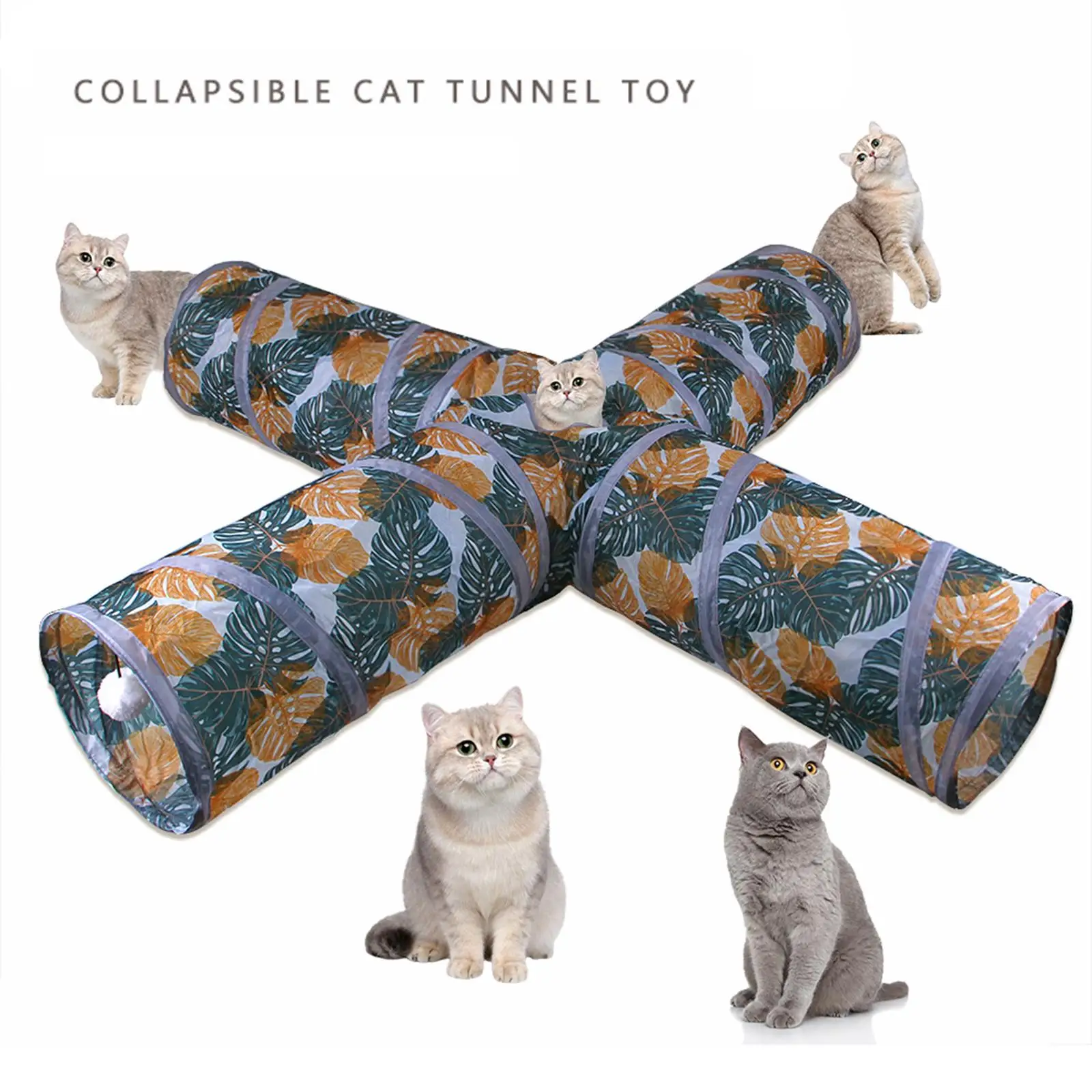 Soft Cat Tunnel Tube Collapsible Pet Toy Play Tent Bed with Ball Small Animals for Indoor Rabbits Hedgehog Rats Chinchilla