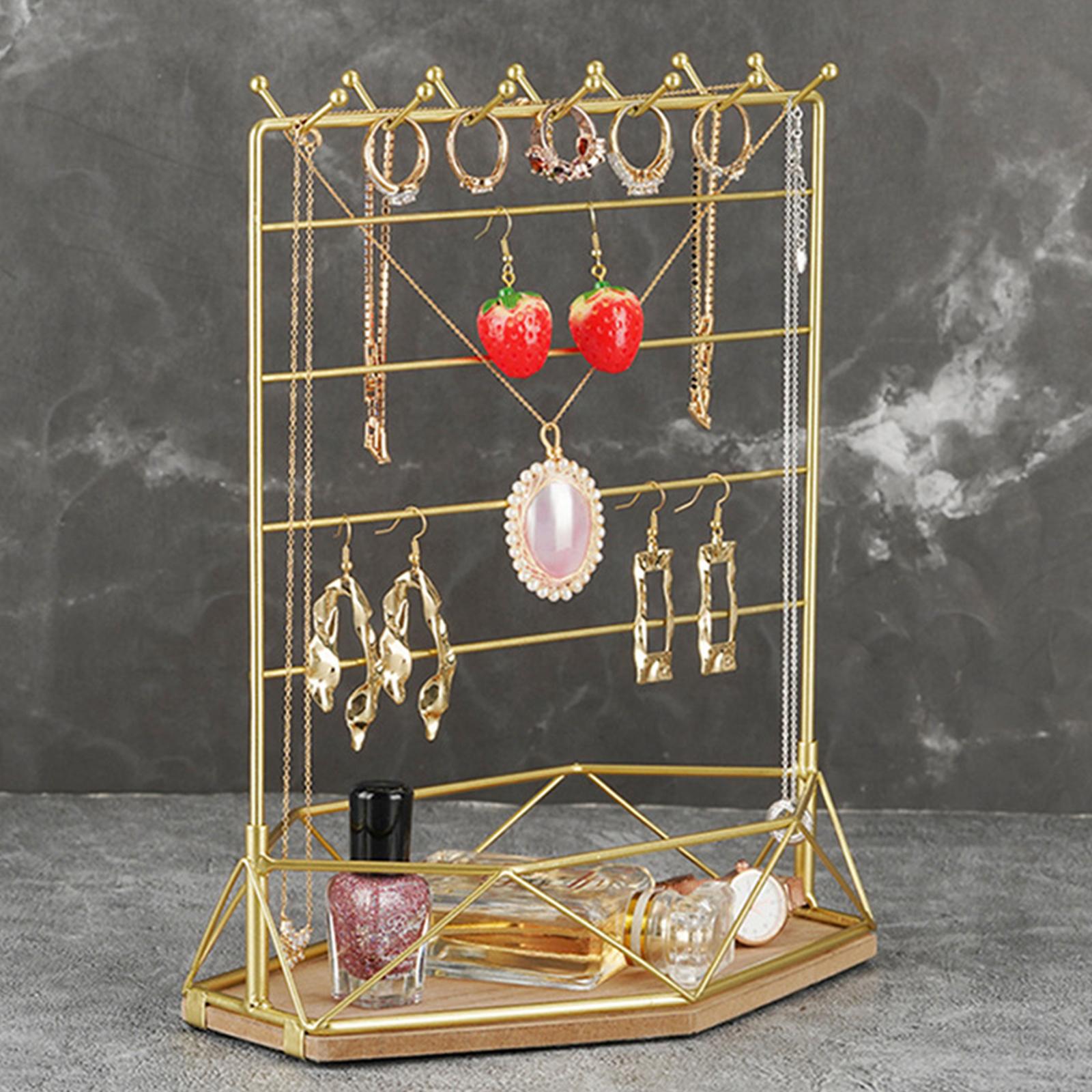 Jewelry Organizer Stand Earring Bracelet Holder Jewelry Holder Display Decorative for Women Girls with Tray for Watch Ring