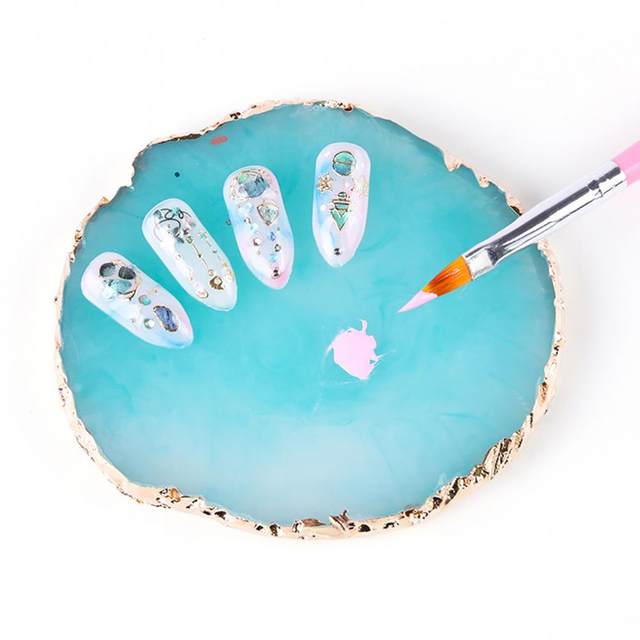 1Pcs Resin Agate Stone Nail Art Palette Mix Gel Polish Color Crystal Gold  Edge Practice Display Shelf Salon Manicure Tool CZ-024 - AliExpress