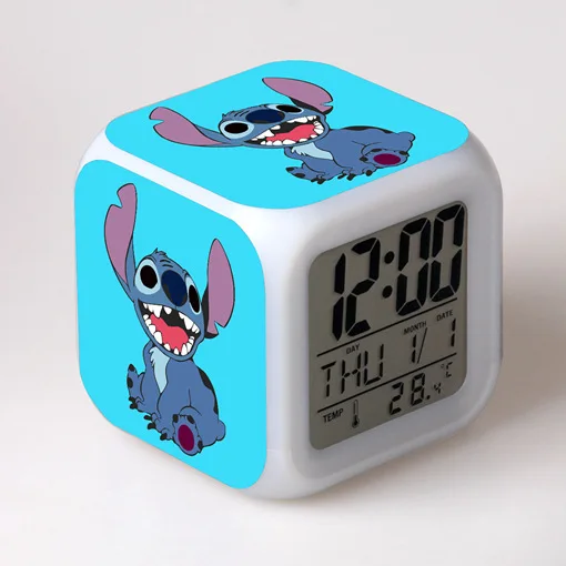 Disney-reloj despertador de Stitch para dormitorio, bonito despertador de  dibujos animados, regalo de fiesta para