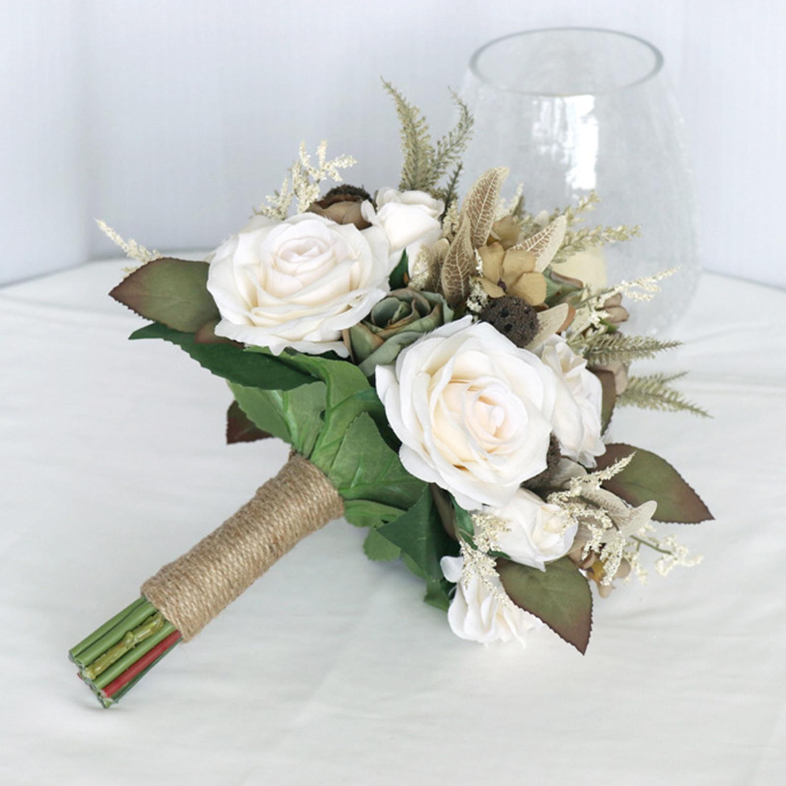 Artificial Bridal Bouquets, Bride Hands Holding Bouquet for Wedding Engagement Decoration