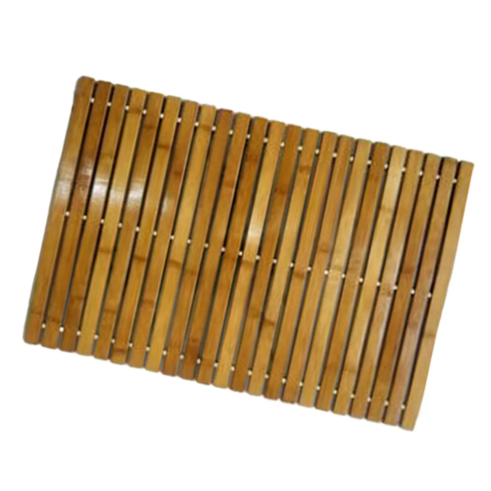 Bamboo Wood Strip Bath Mat Natural Floor Mat Indoor Use Non Slip Kitchen Rugs Bathmats for Bathroom Shower, 17.75x23.62inch