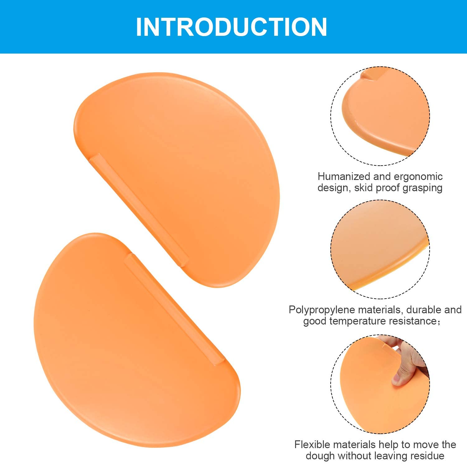 Description Picture 3 of item1Pcs Flexible Bowl Scraper Dough Scrapers Spatula Multipurpose Curved Pastry Scraper Flat Edge Mixing Bowl Scraper Cutter