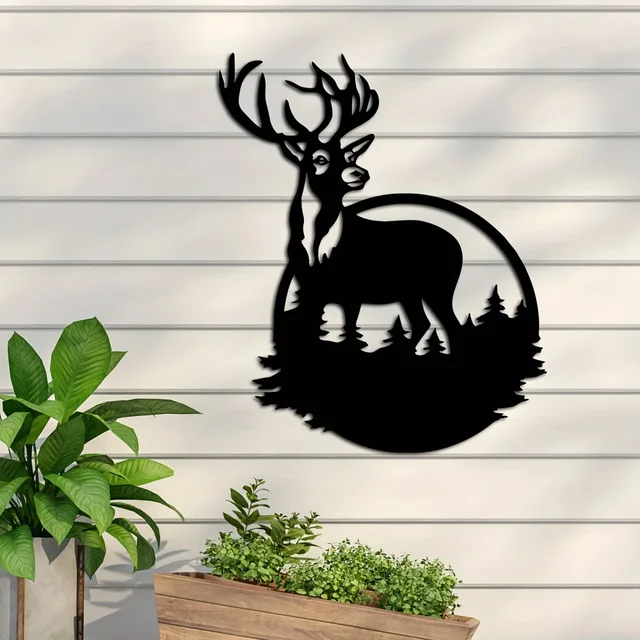 2PCS Deer Metal Wall Art store Decor, 3D Forest Deer Wall Decor, Metal Art