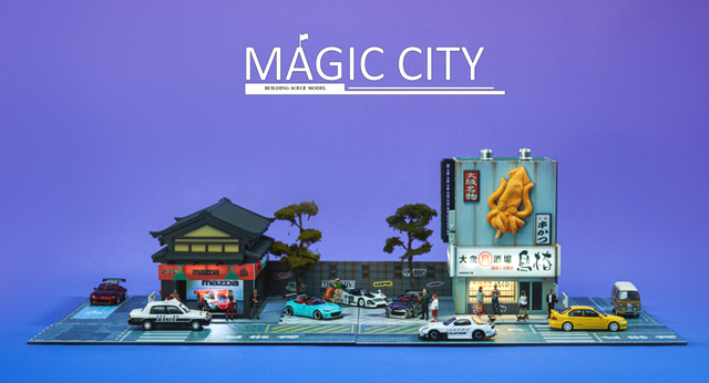 Magic City 1:64 Japan Showa Architecture Restaurant w/Parking Lots Diorama