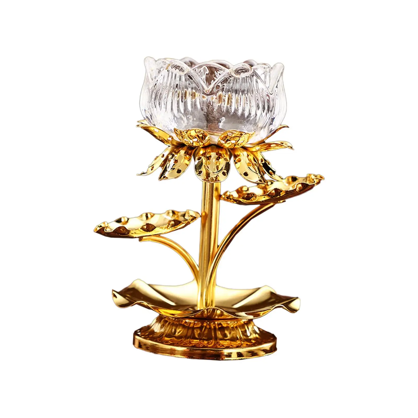 Lotus Flower Ghee Lamp Holder Tea Light Candle Holders Buddhist Altar Supplies for Tabletop