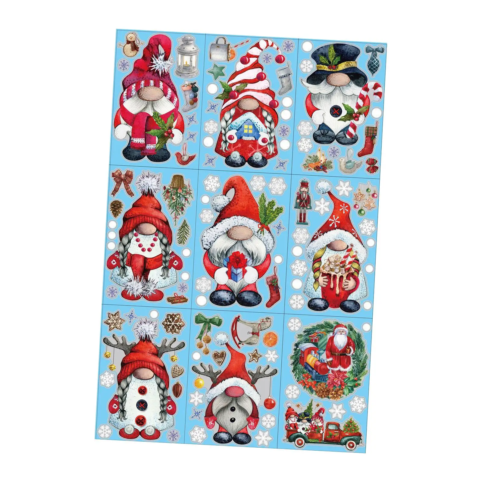 9 Pieces Christmas Window Clings Xmas Stickers for Festival Fridge Bedroom