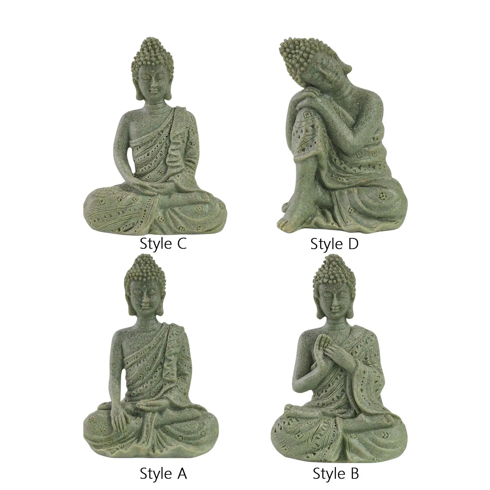 Resin Buddha Statue Buddha Figurine Fengshui Ornament Antique Artwork Buddha Sculpture for Indoor Table Outdoor Decor