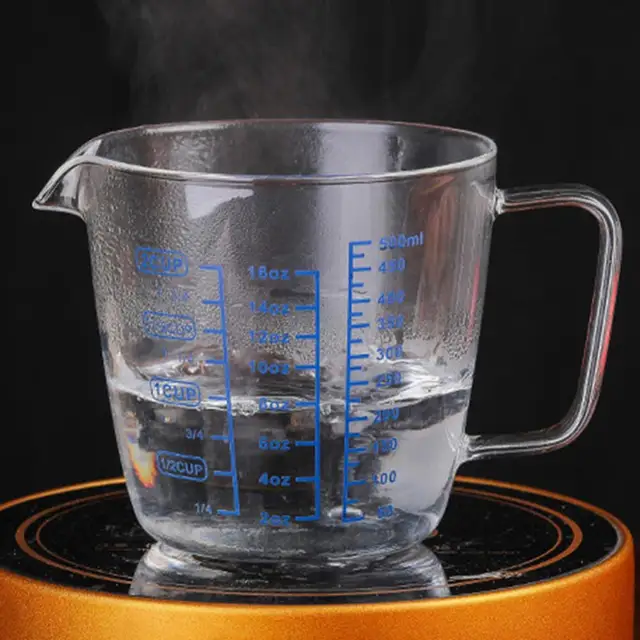 Taza medidora de 250ml/500ml, báscula de leche y agua, vidrio resistente al  calor, herramienta para microondas