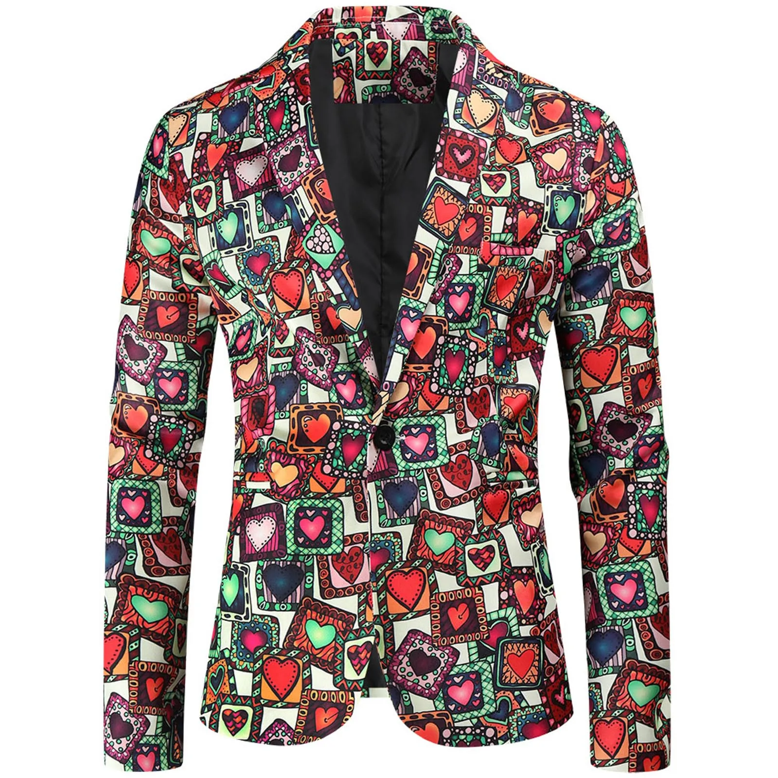 presente dos namorados terno de moda masculina casaco de festa casual fino ajuste blazer botões terno impressão do coração pintura blazers jaqueta