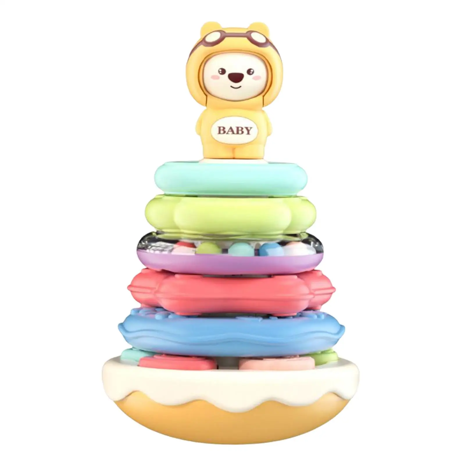  Nesting Circle Toy, Stacker & Rattle toy, Tumbler Music Early Educational Learning Stacking,  Gift for 6+ Months