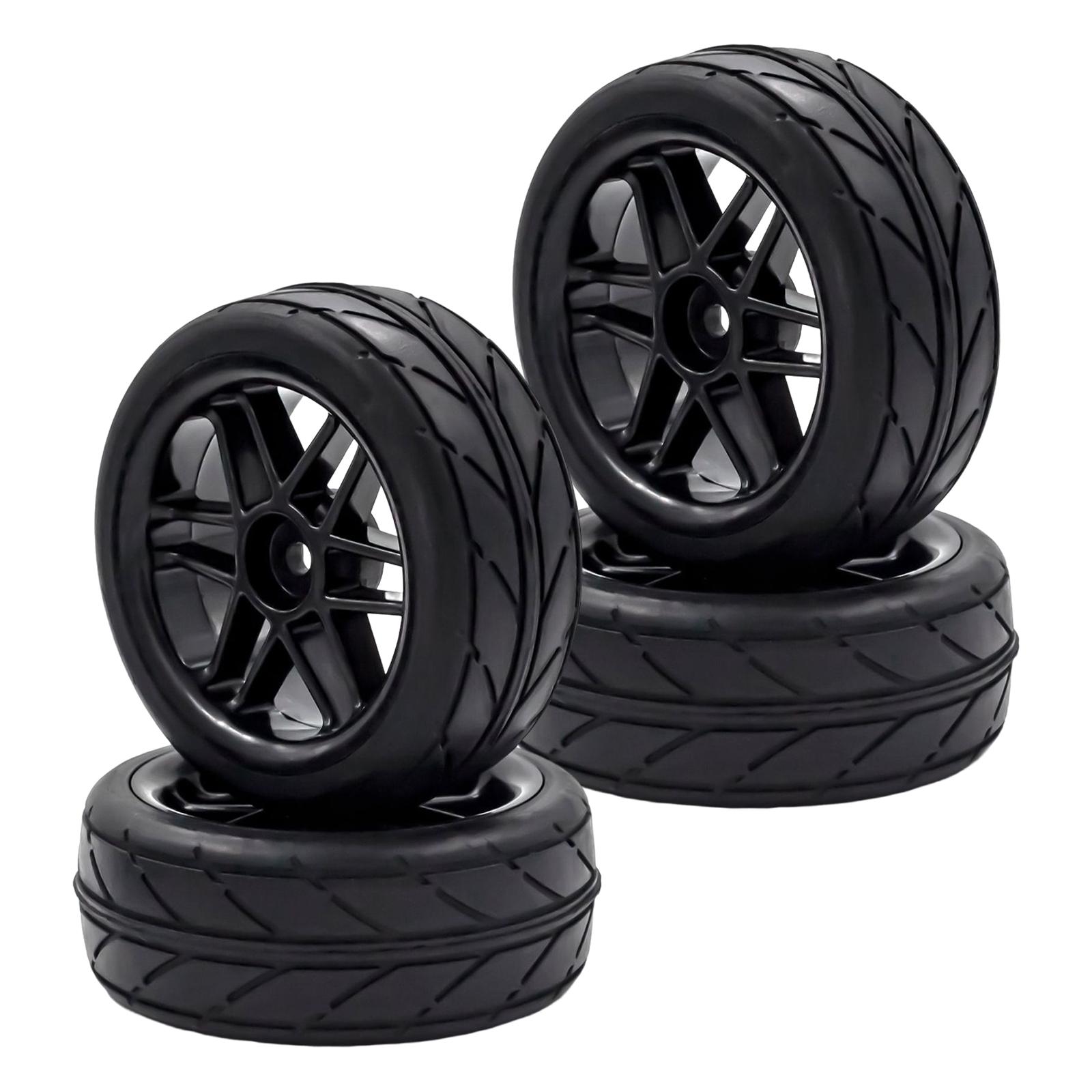 4Pcs Car Wheels Rim Replacement Wheel Tires Width 26mm DIY Tyre Rubber Tires for RC 1:10 Car Trucks Buggy Model