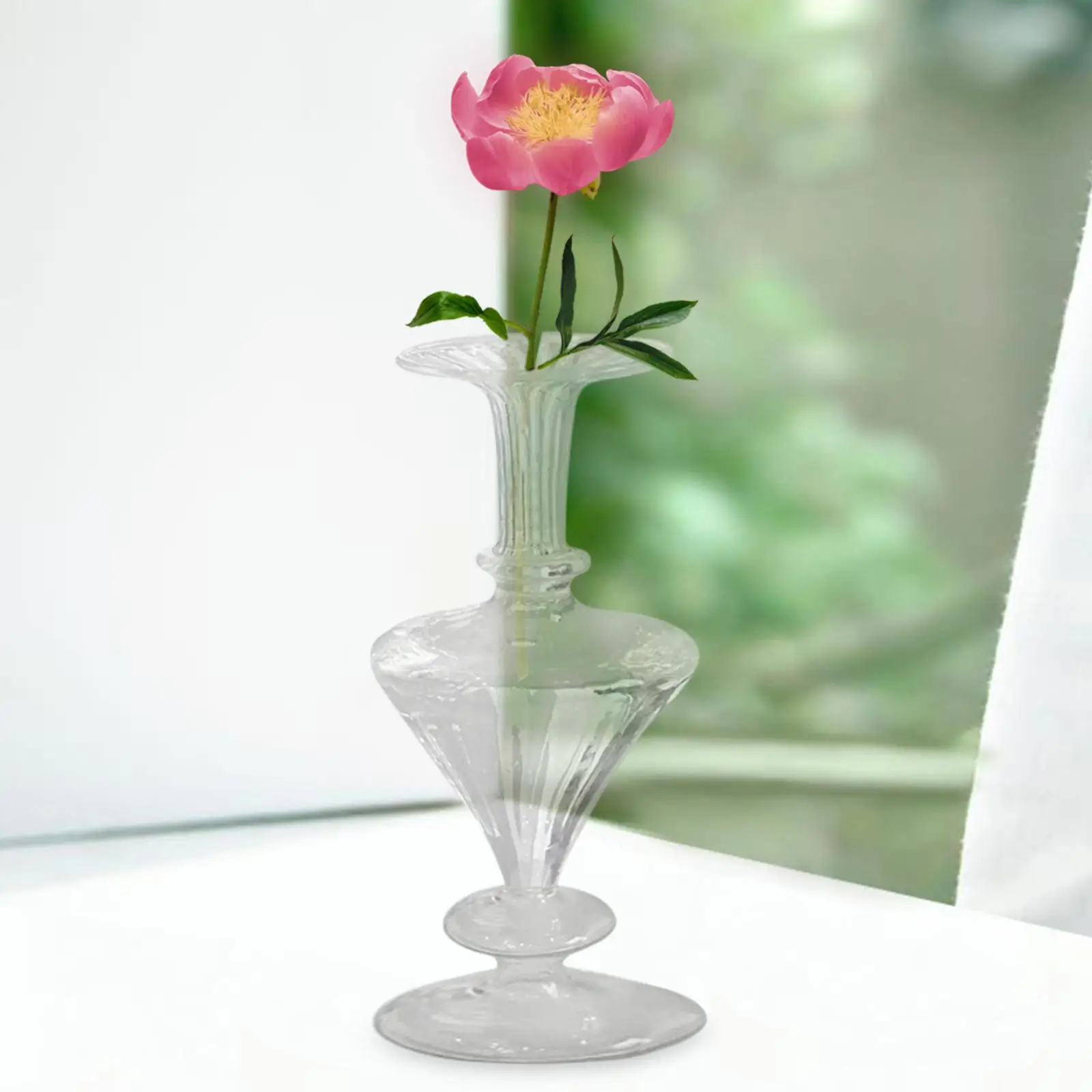 Glass Vase Modern Simple Desktop Ornament Flower Arrangement Flowerpot for Party Shelf Living Room Dining Table Home Decor