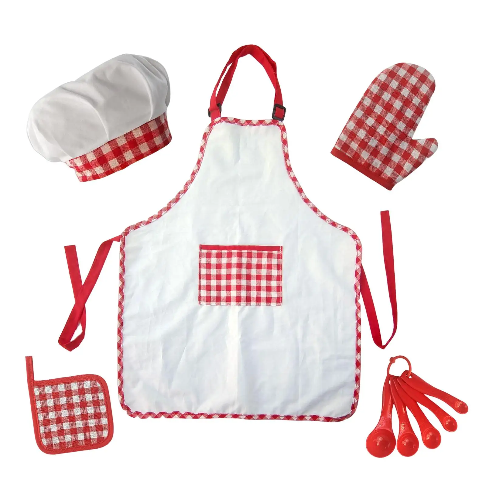 5x child cooking and Baking Set Accessories pad Pretend Costume Cookware Hat Cooker Play Set Playset for Toddler Girls Boys