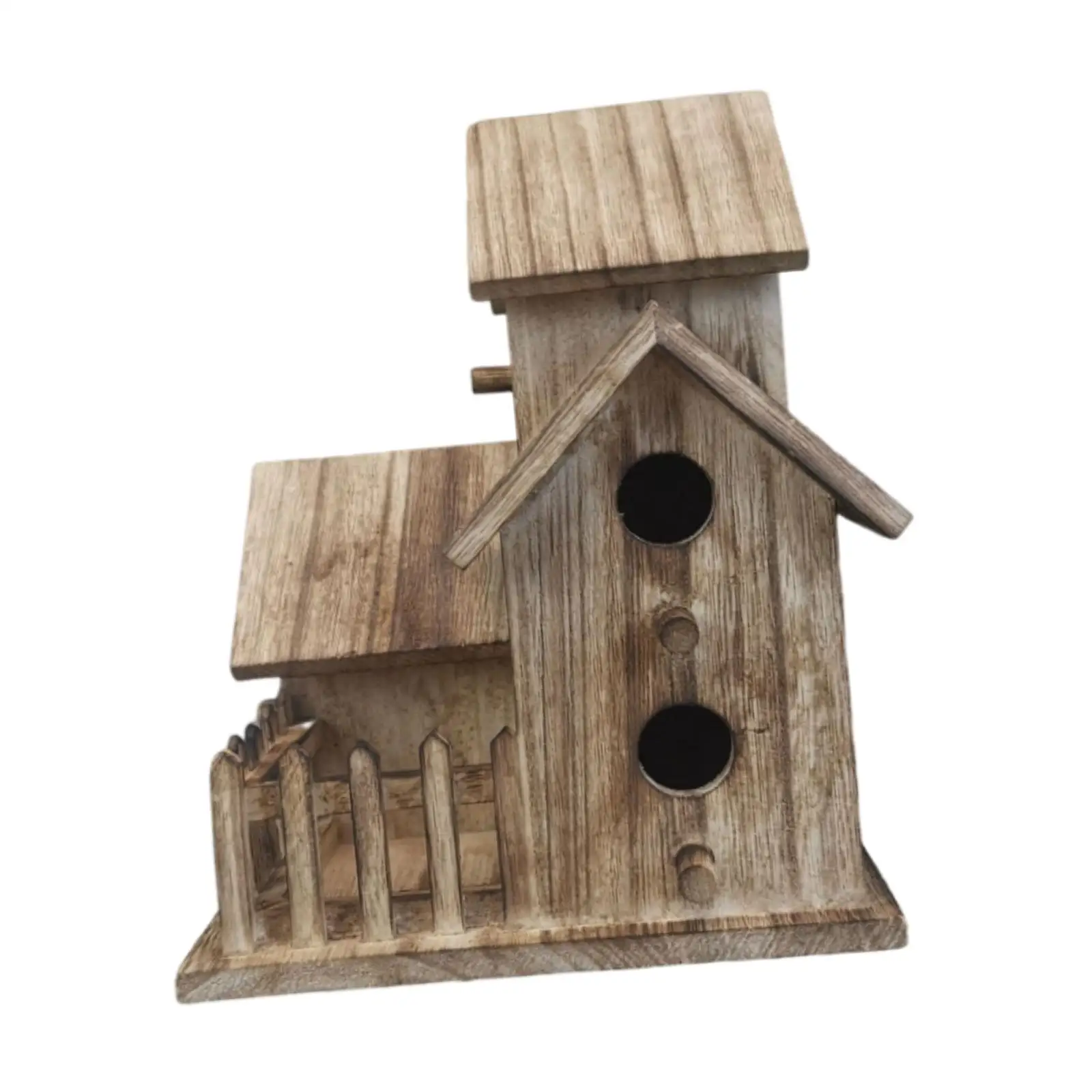 Bird House with 4 Holes Rustic Bluebird Finch Cardinals Birdhouse Bird Nest Box for Garden Courtyard Patio Decor