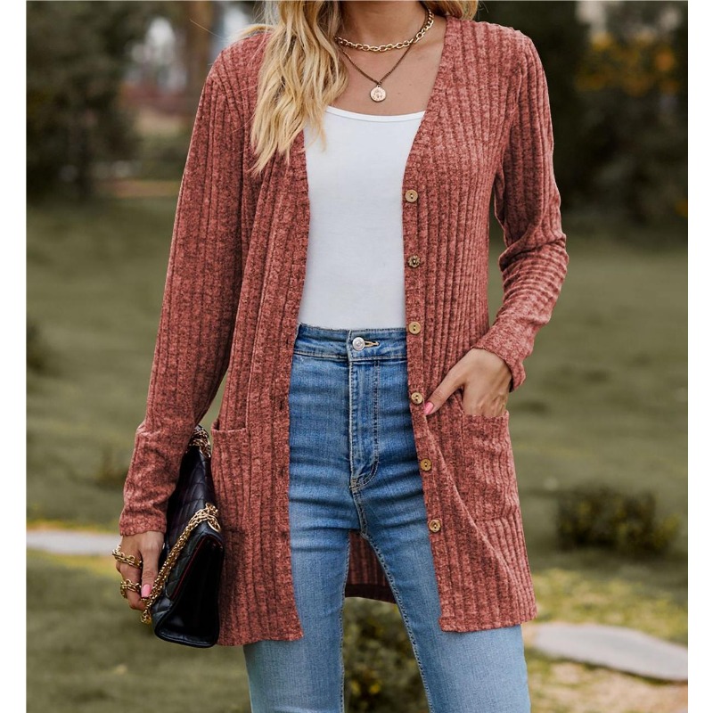 New Women's V-Neck Button Cardigan Jacket