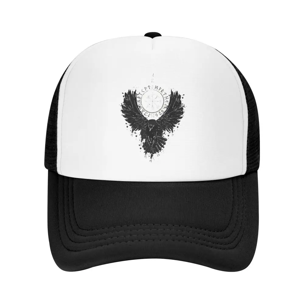 Vikings Celtic Raven Runic Circle Design Mesh Trucker Caps